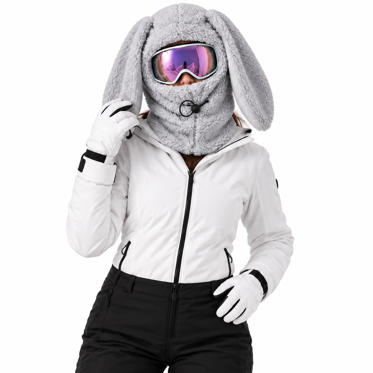 Cloud Gray worn with goggles