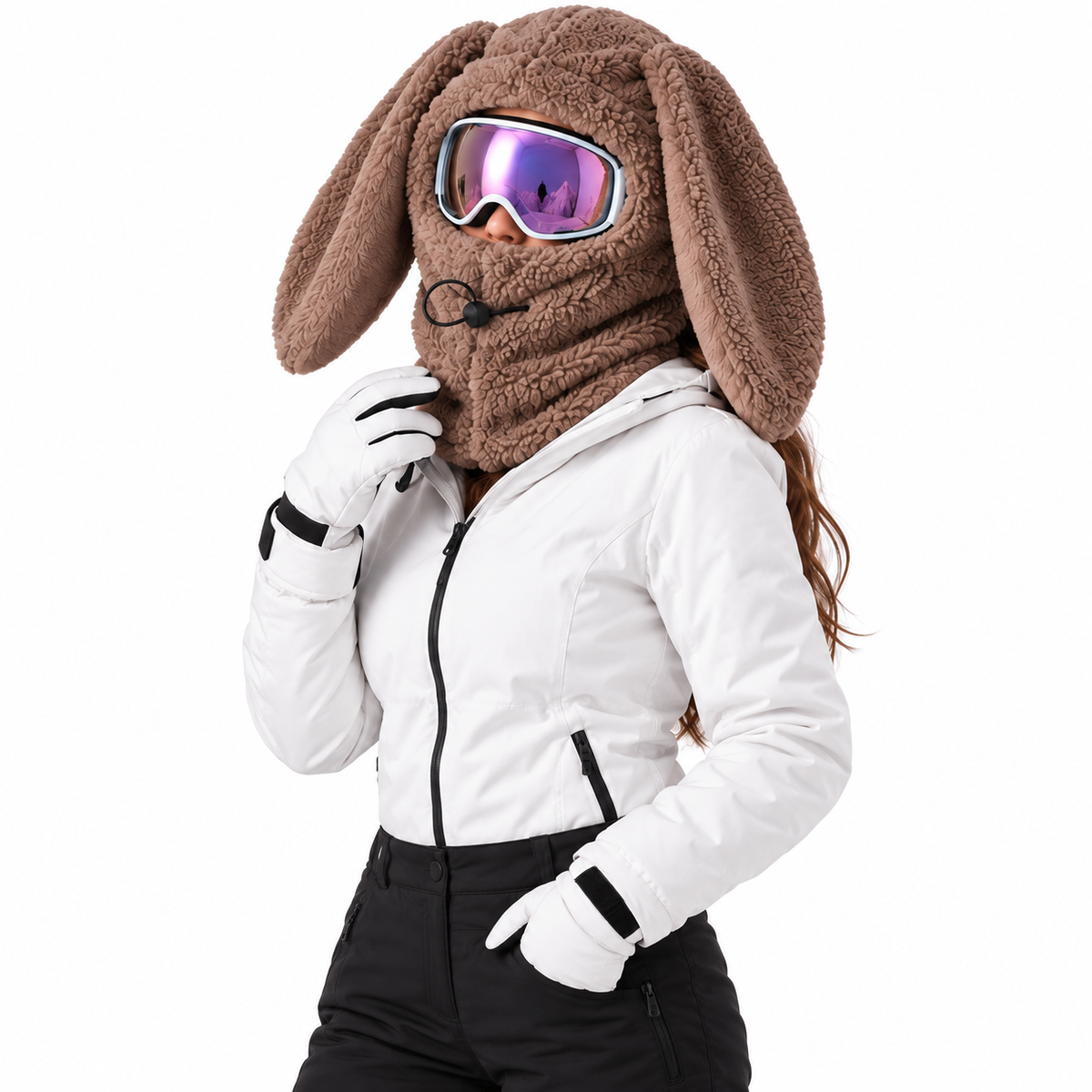Mocha worn with goggles